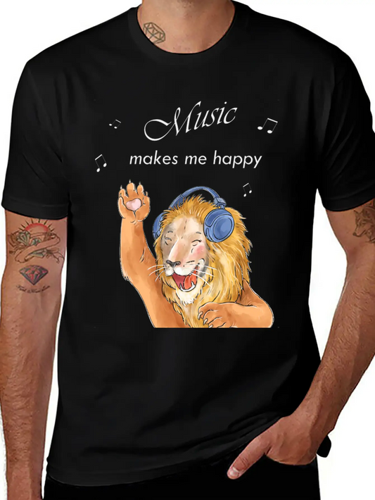 Music Makes Me Happy Essential Cotton Tee For Daily Outfits ¨C Unisex Style
