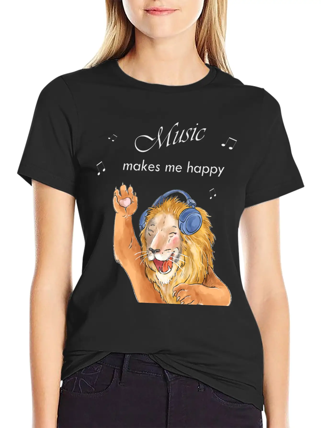 Music Makes Me Happy Essential Cotton Tee For Daily Outfits ¨C Unisex Style