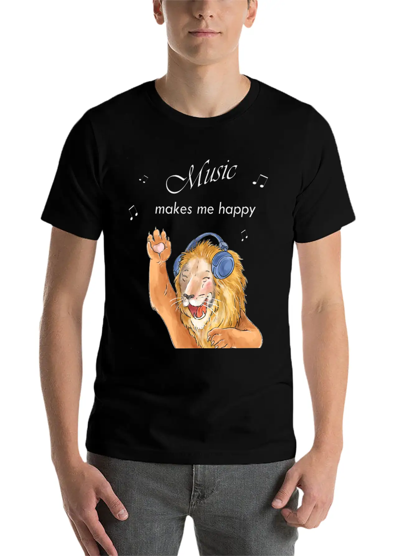 Music Makes Me Happy Essential Cotton Tee For Daily Outfits ¨C Unisex Style