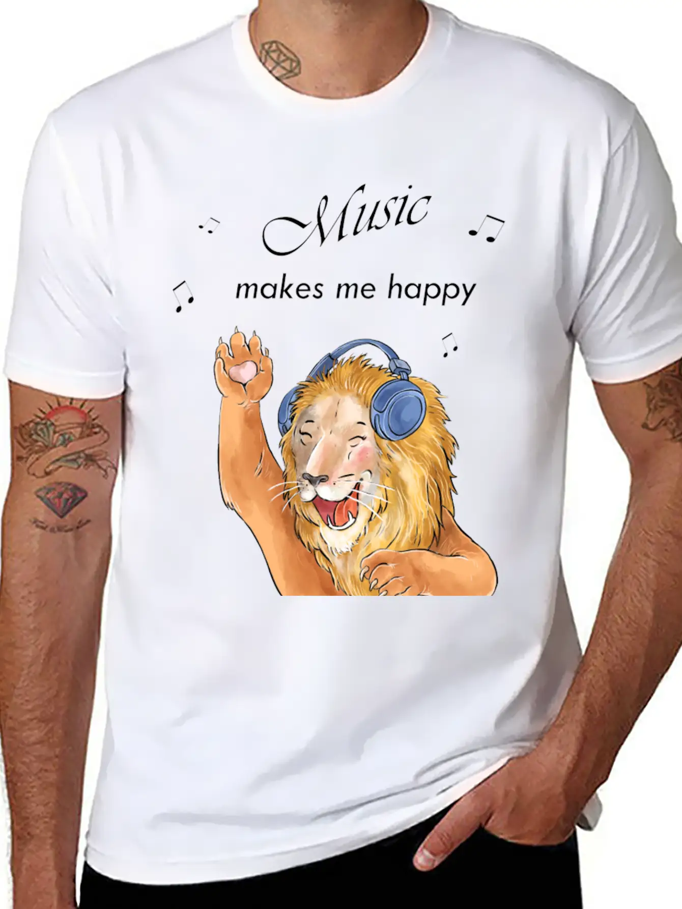 Music Makes Me Happy Essential Cotton Tee For Daily Outfits ¨C Unisex Style