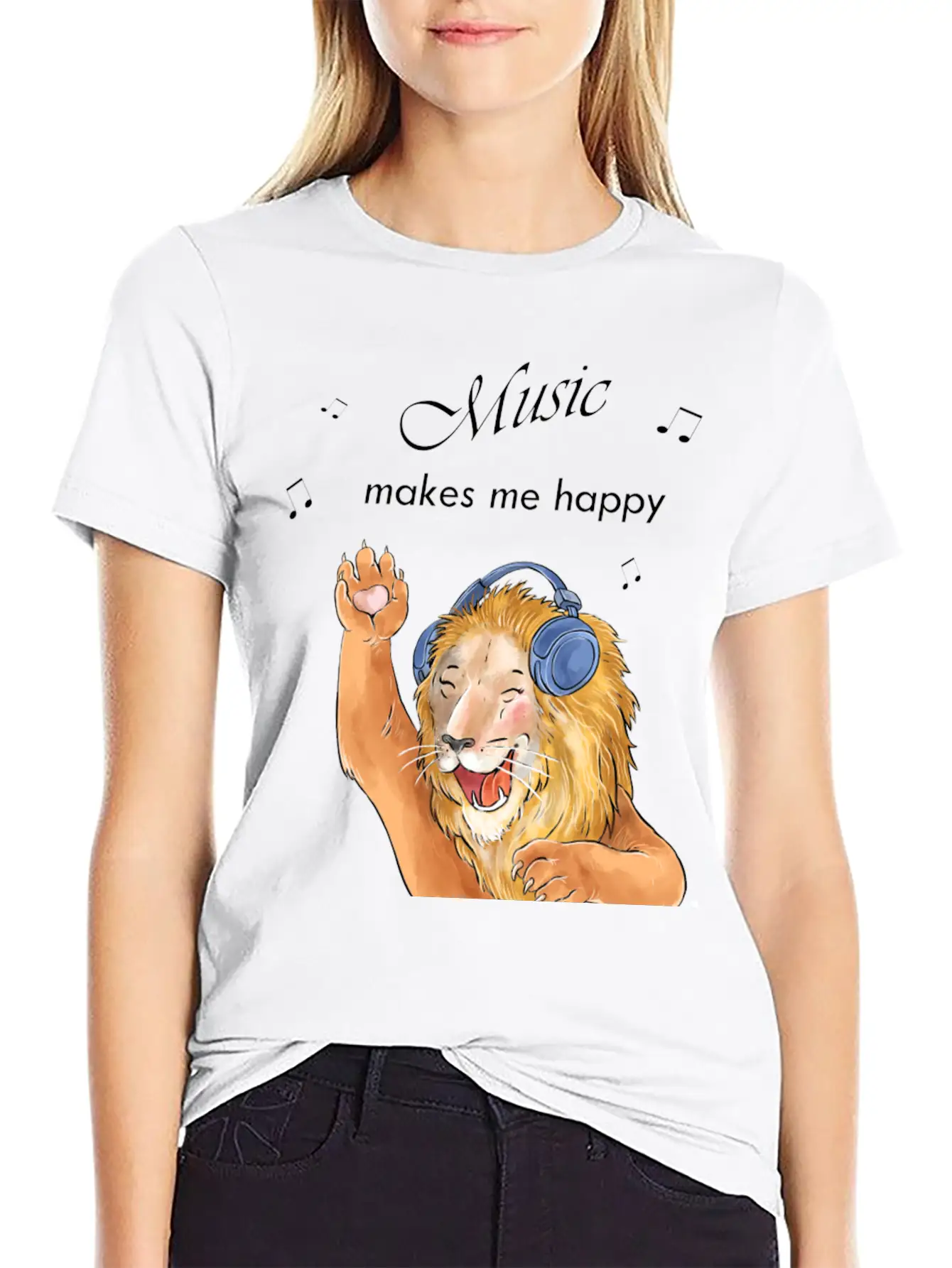 Music Makes Me Happy Essential Cotton Tee For Daily Outfits ¨C Unisex Style