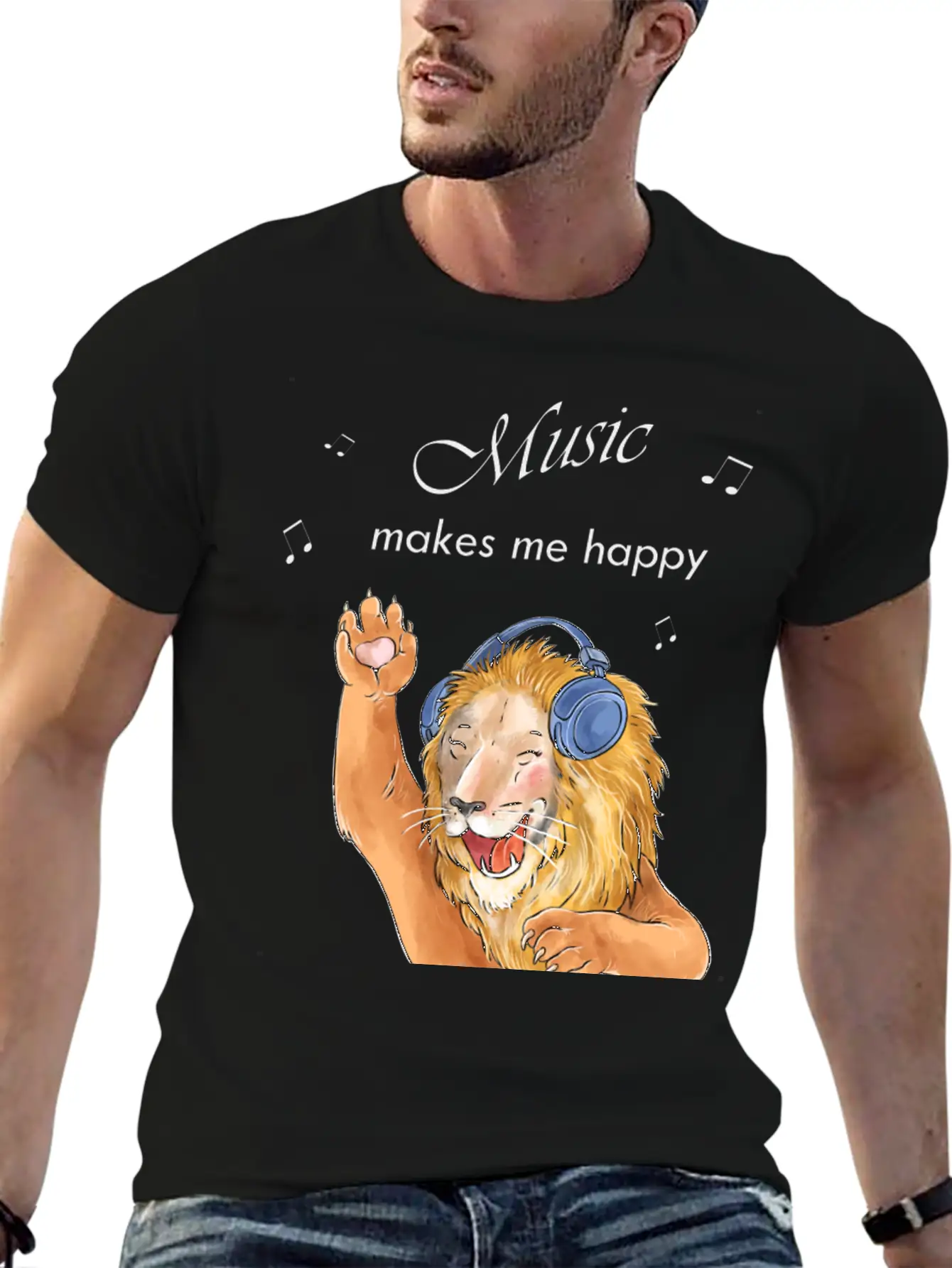 Music Makes Me Happy Essential Cotton Tee For Daily Outfits ¨C Unisex Style