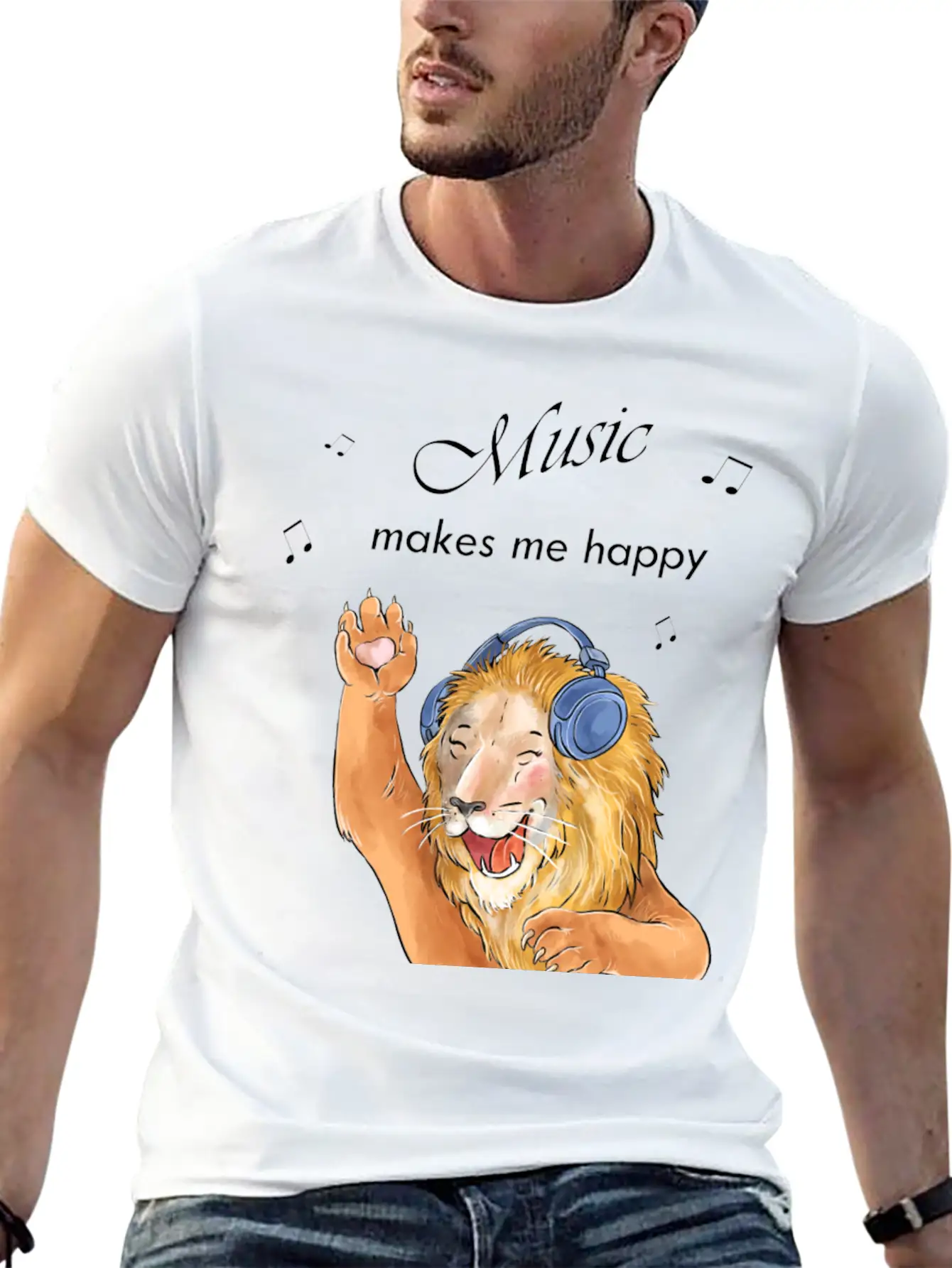 Music Makes Me Happy Essential Cotton Tee For Daily Outfits ¨C Unisex Style