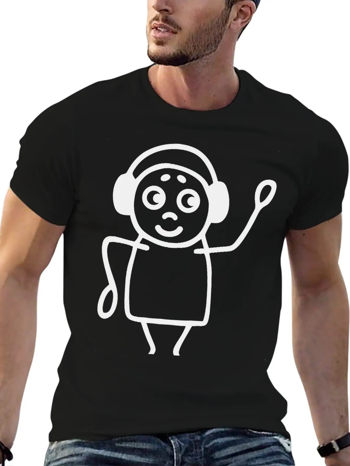 Music On Headphones Basic Graphic T-Shirt ¨C Daily Comfort In Soft Cotton