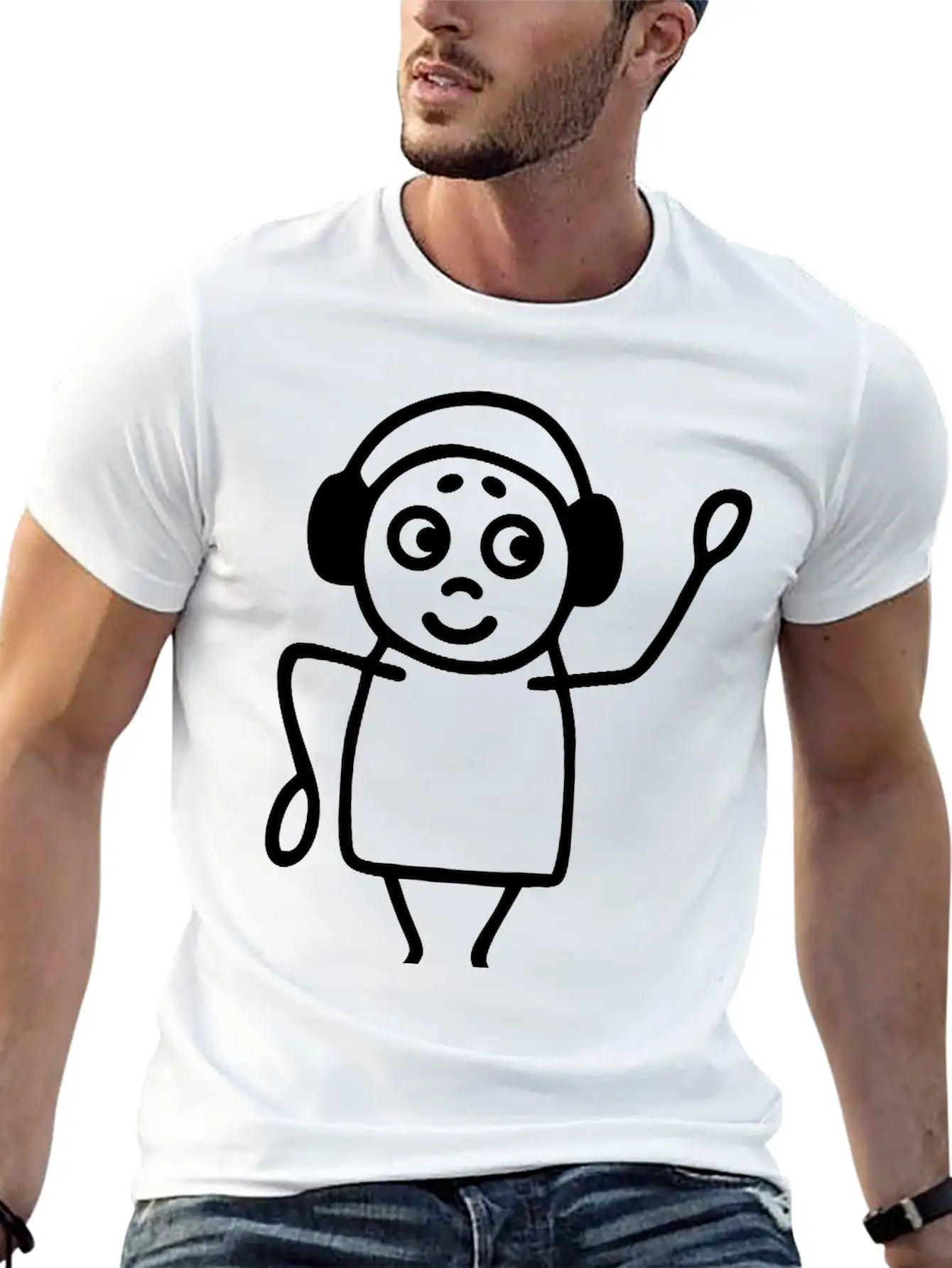Music On Headphones Basic Graphic T-Shirt ¨C Daily Comfort In Soft Cotton