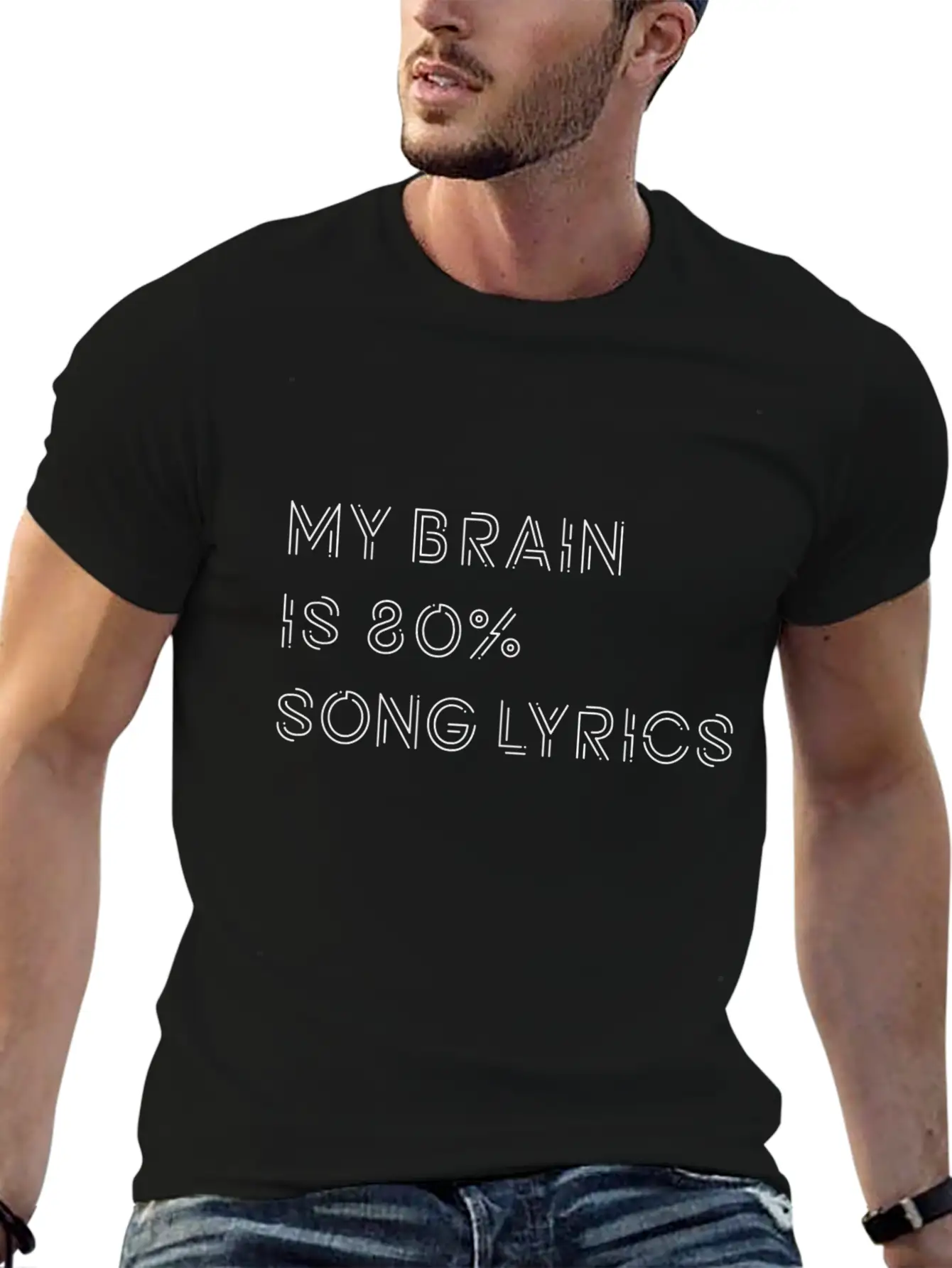 My Brain Is 80% Song Lyrics Music Musik Musikmusik Unisex Casual T-Shirt ¨C Clean Design For Daily Comfort