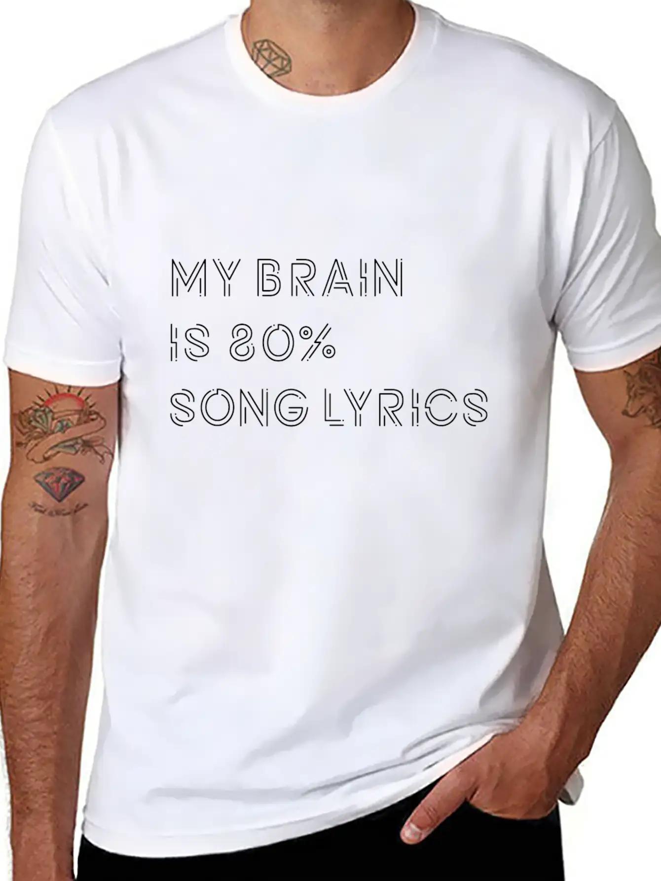 My Brain Is 80% Song Lyrics Music Musik Musikmusik Unisex Casual T-Shirt ¨C Clean Design For Daily Comfort