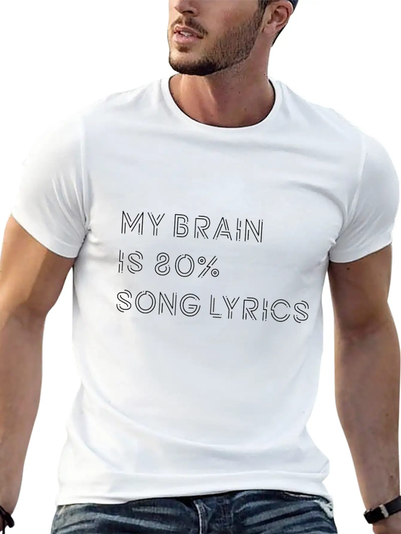 My Brain Is 80% Song Lyrics Music Musik Musikmusik Unisex Casual T-Shirt ¨C Clean Design For Daily Comfort