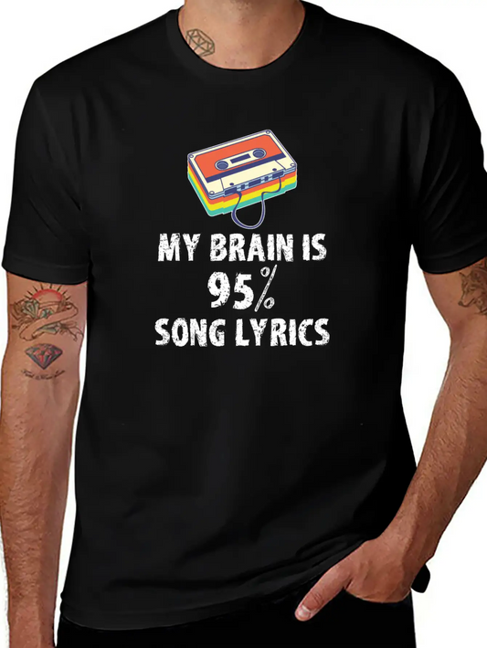 My Brain Is 95% Song Lyrics Vintage Cassette Essential Cotton Tee For Daily Outfits ¨C Unisex Style
