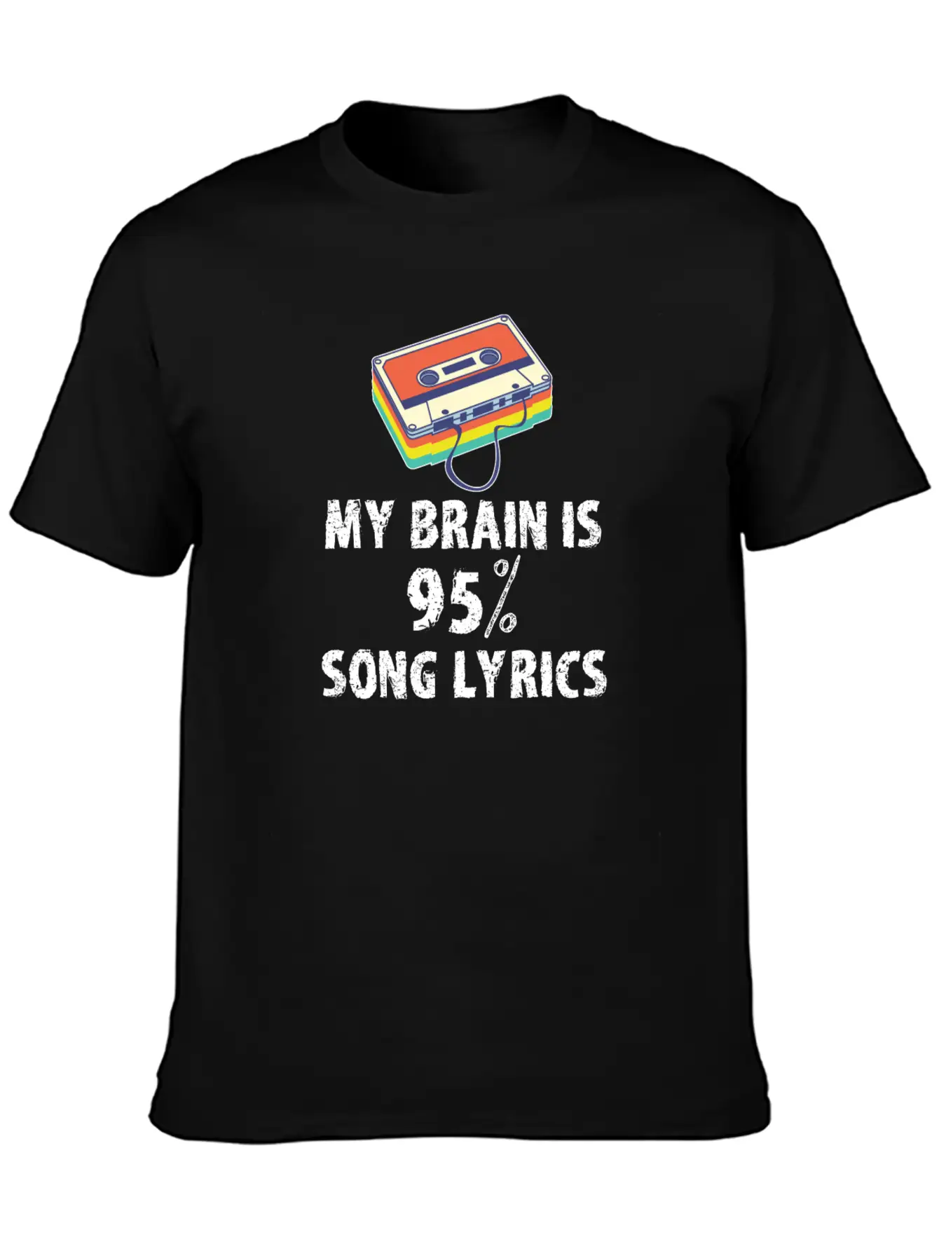 My Brain Is 95% Song Lyrics Vintage Cassette Essential Cotton Tee For Daily Outfits ¨C Unisex Style