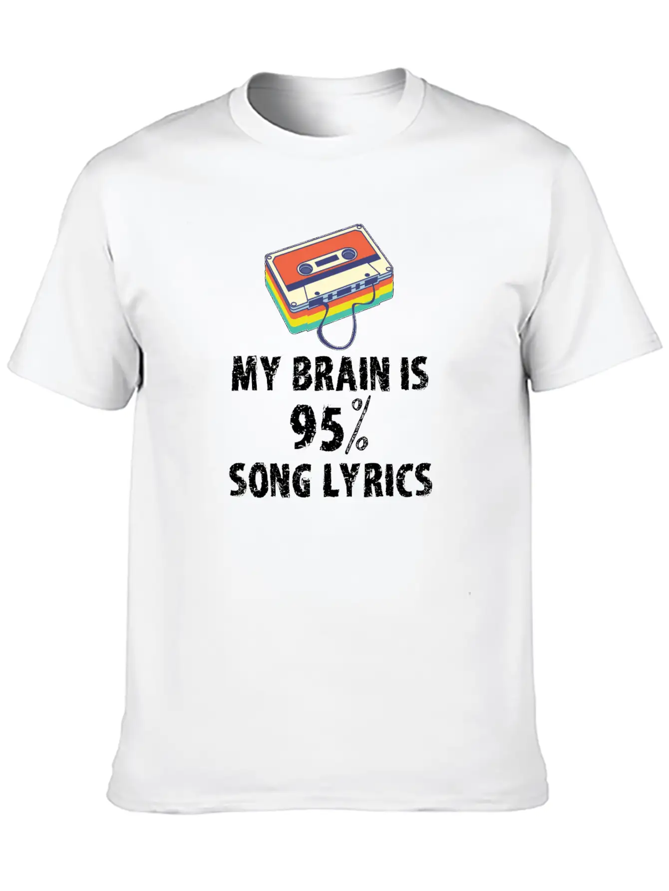 My Brain Is 95% Song Lyrics Vintage Cassette Essential Cotton Tee For Daily Outfits ¨C Unisex Style