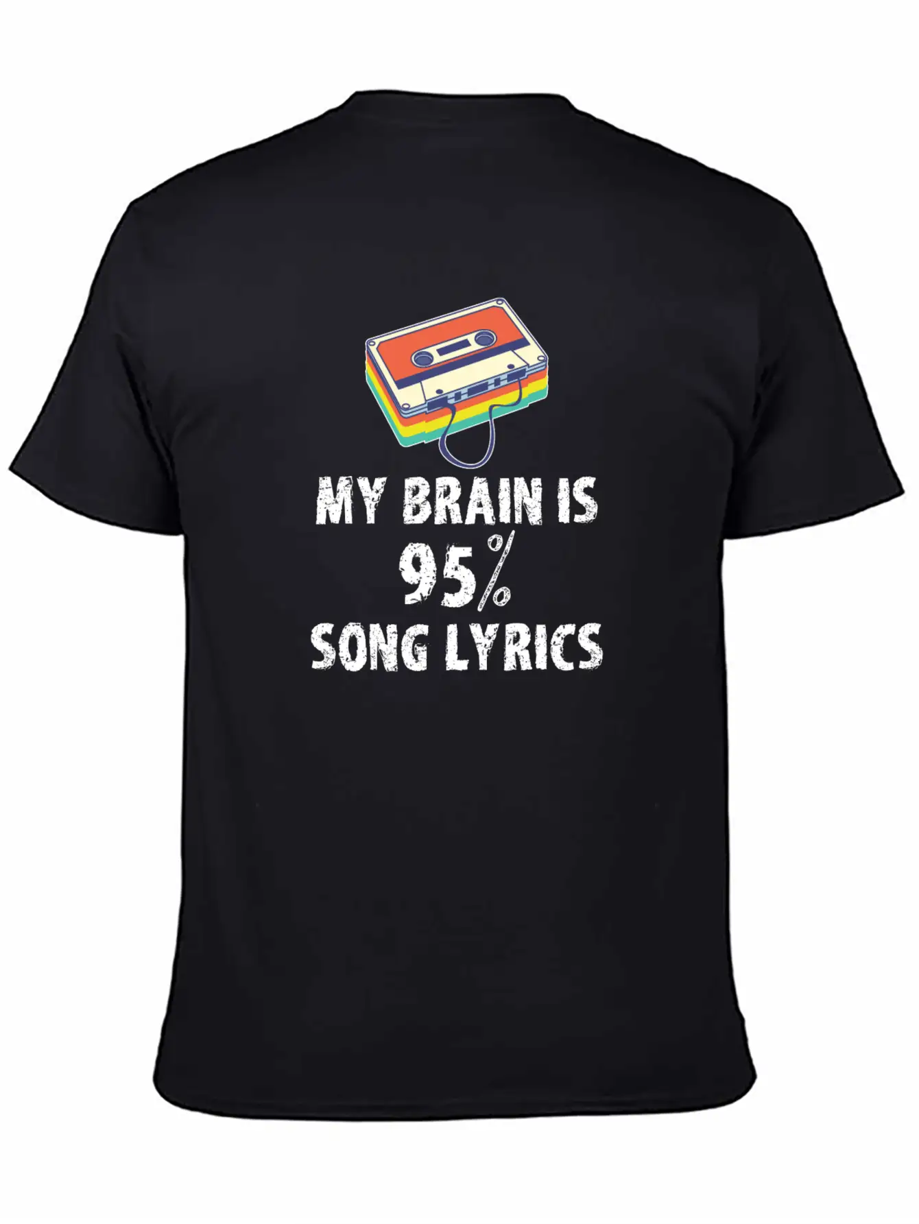 My Brain Is 95% Song Lyrics Vintage Cassette Essential Cotton Tee For Daily Outfits ¨C Unisex Style
