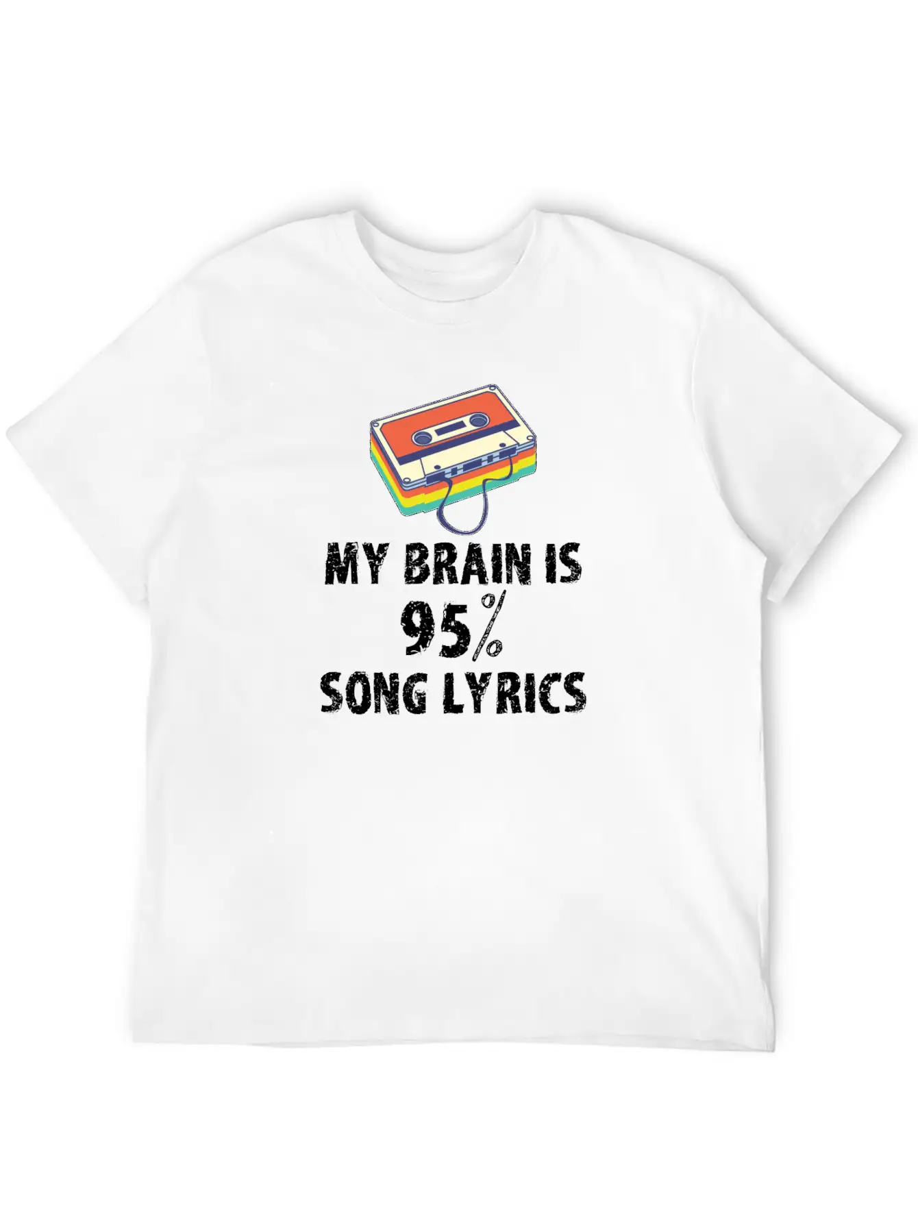 My Brain Is 95% Song Lyrics Vintage Cassette Essential Cotton Tee For Daily Outfits ¨C Unisex Style
