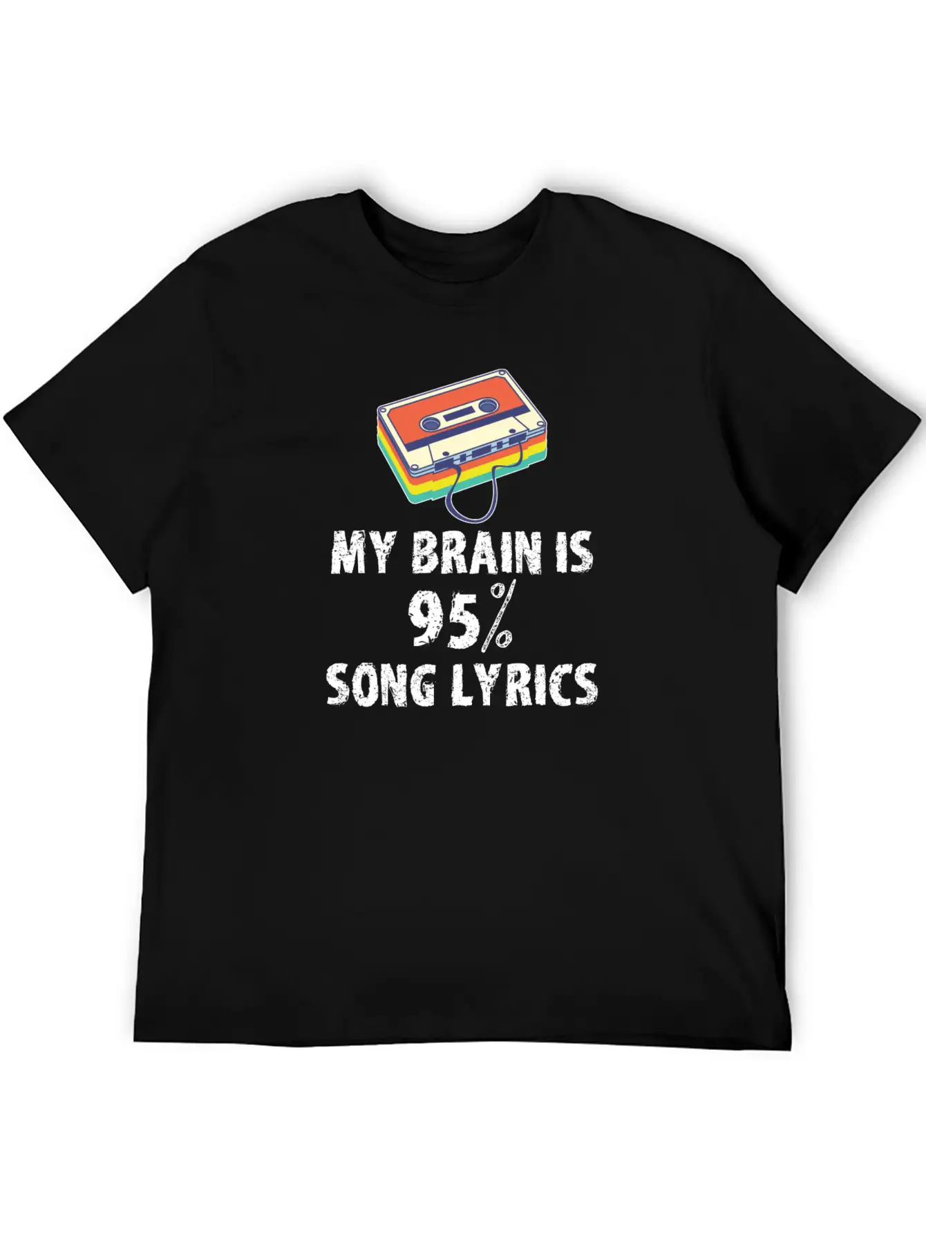 My Brain Is 95% Song Lyrics Vintage Cassette Essential Cotton Tee For Daily Outfits ¨C Unisex Style