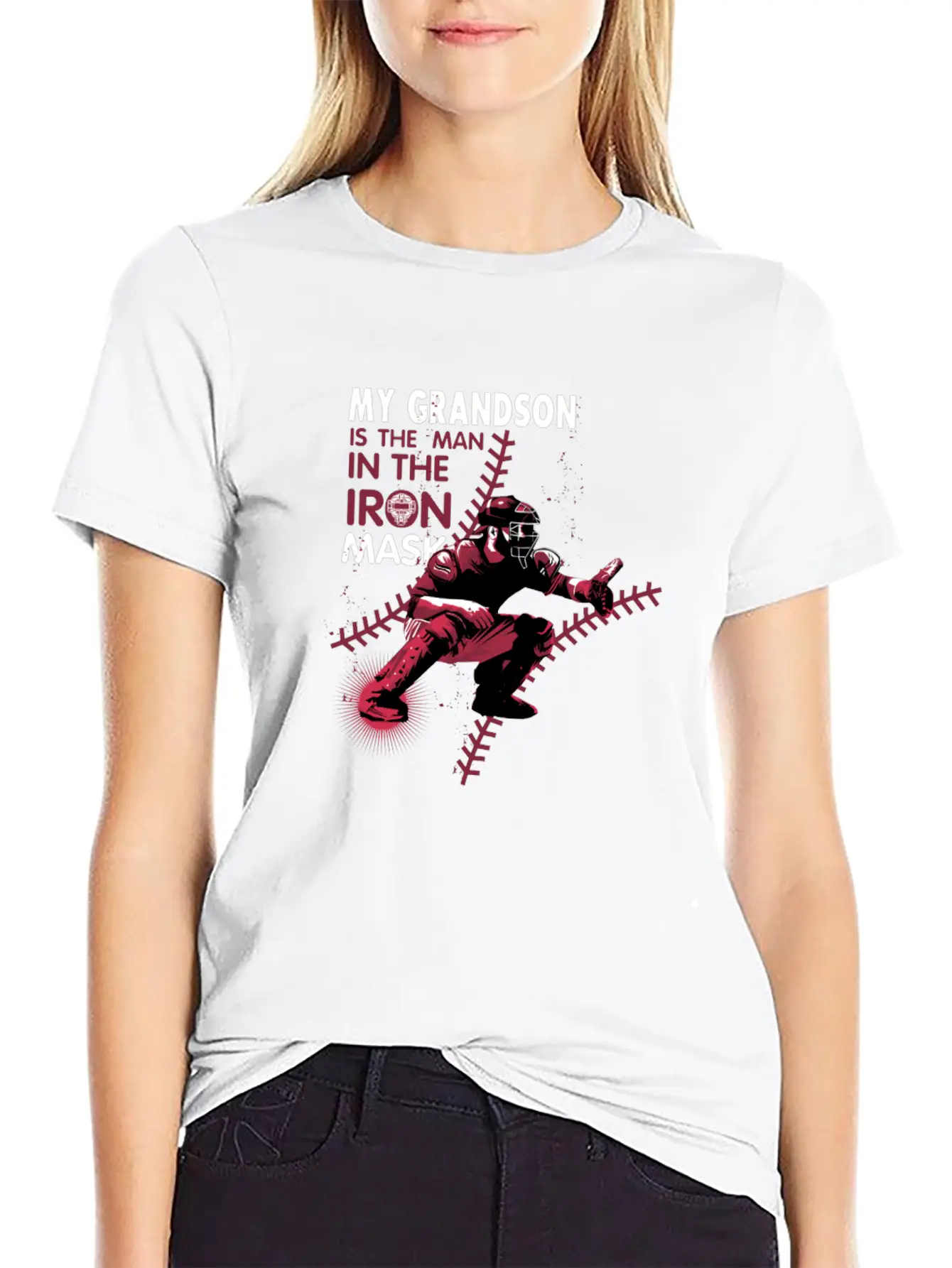 My Grandson Is The Man In The Iron Mask Baseball Basic Graphic T-Shirt ¨C Daily Comfort In Soft Cotton