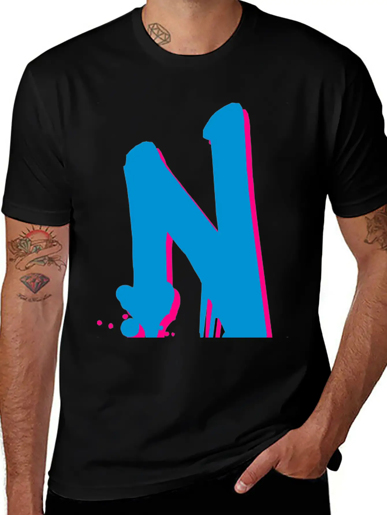 N Graffiti Drops Farbklex Spray Basic Graphic T-Shirt ¨C Daily Comfort In Soft Cotton