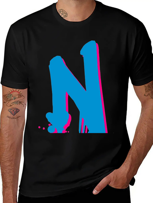 N Graffiti Drops Farbklex Spray Basic Graphic T-Shirt ¨C Daily Comfort In Soft Cotton
