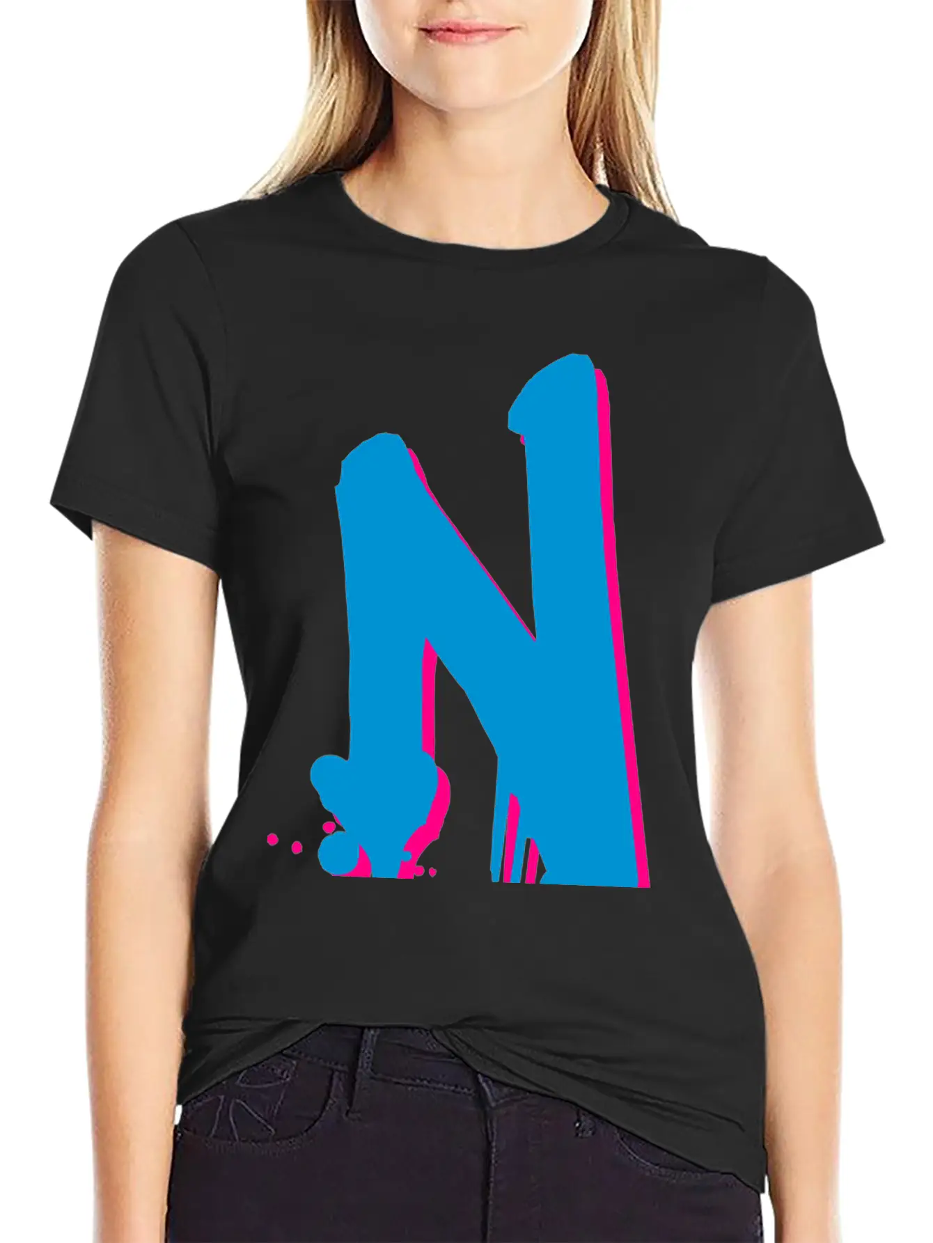 N Graffiti Drops Farbklex Spray Basic Graphic T-Shirt ¨C Daily Comfort In Soft Cotton
