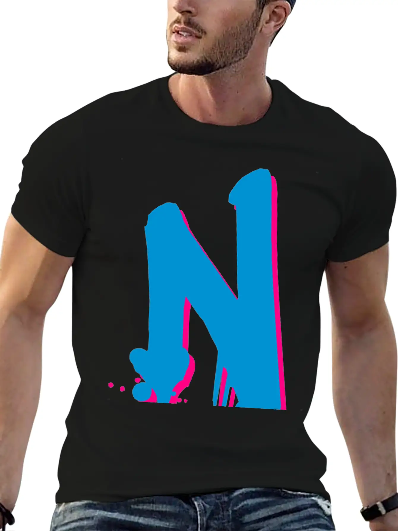 N Graffiti Drops Farbklex Spray Basic Graphic T-Shirt ¨C Daily Comfort In Soft Cotton