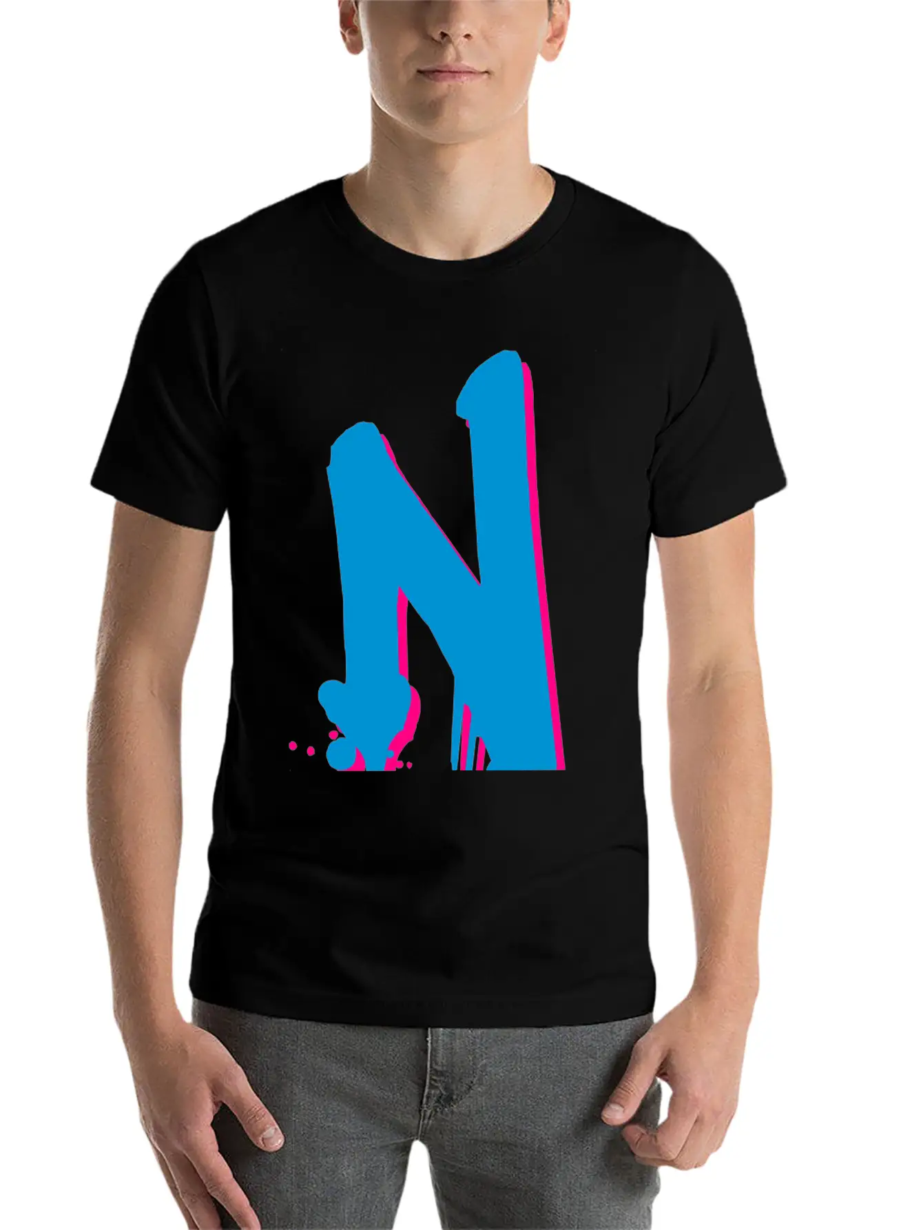 N Graffiti Drops Farbklex Spray Basic Graphic T-Shirt ¨C Daily Comfort In Soft Cotton