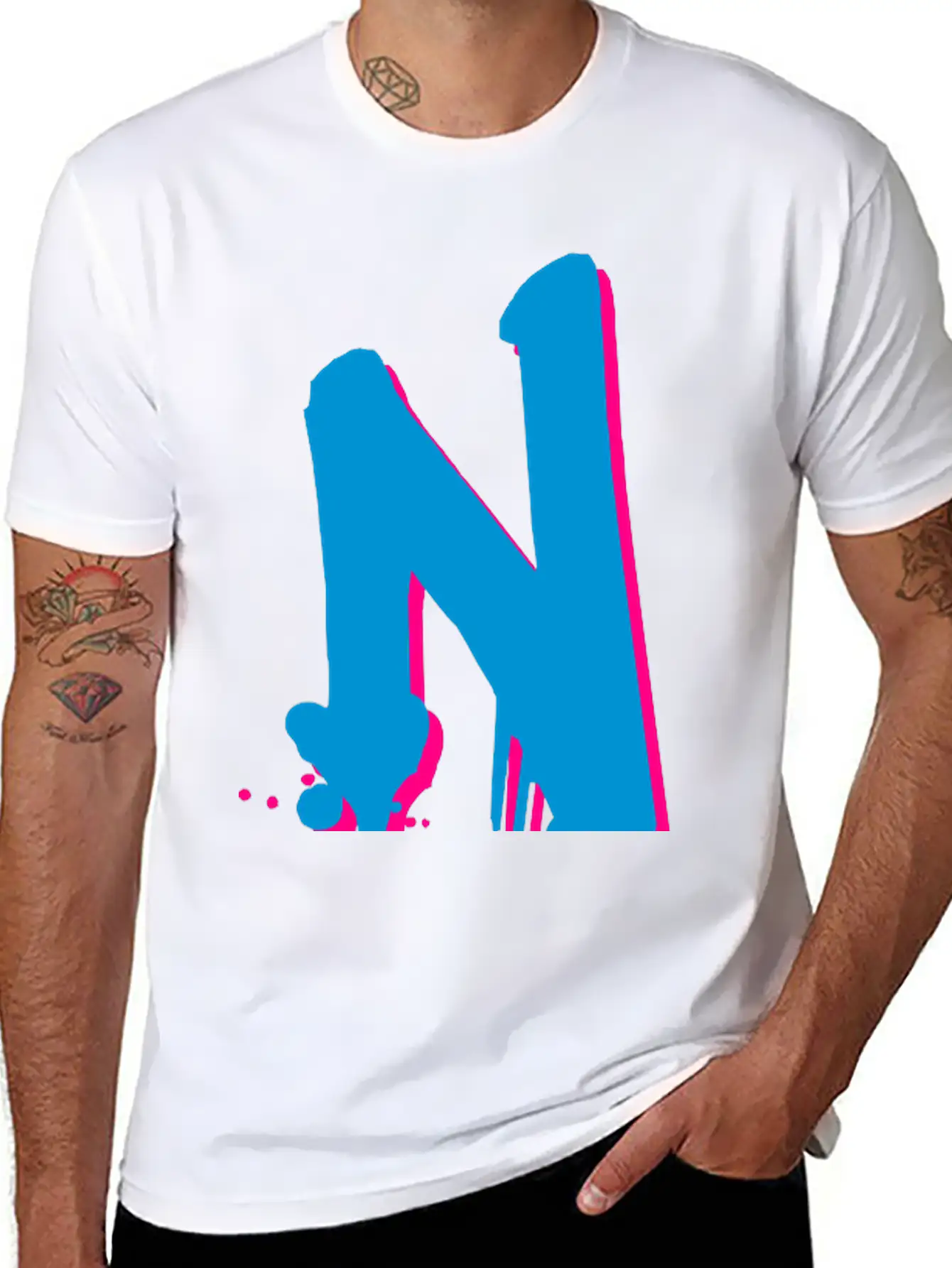 N Graffiti Drops Farbklex Spray Basic Graphic T-Shirt ¨C Daily Comfort In Soft Cotton