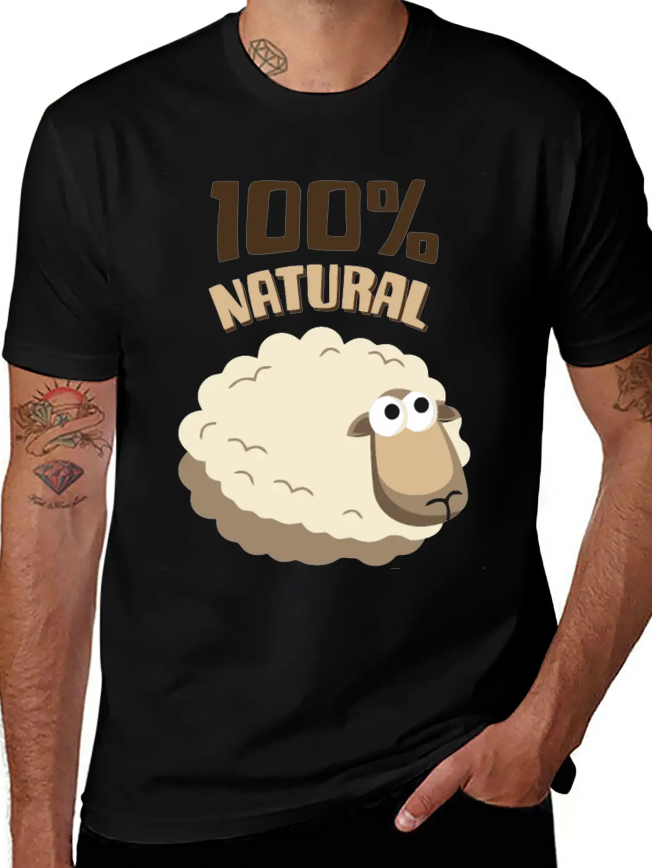 Natural Wool Sheep Funny T Shirt Essential Cotton Tee For Daily Outfits ¨C Unisex Style