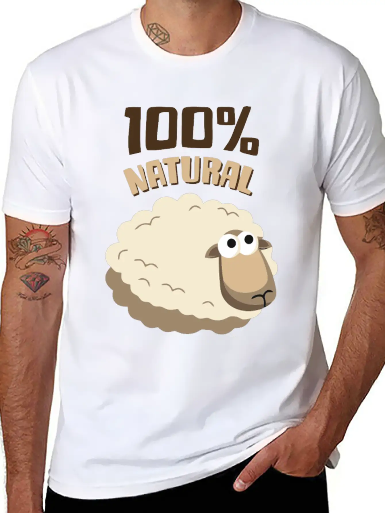 Natural Wool Sheep Funny T Shirt Essential Cotton Tee For Daily Outfits ¨C Unisex Style