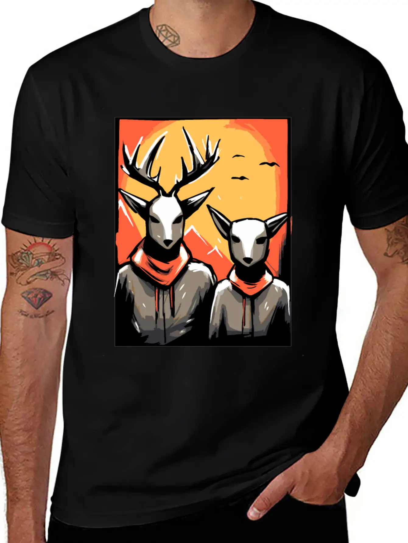 Nature And A Couple Of Deer Soft Cotton Short Sleeve Tee ¨C Unisex Wardrobe Staple
