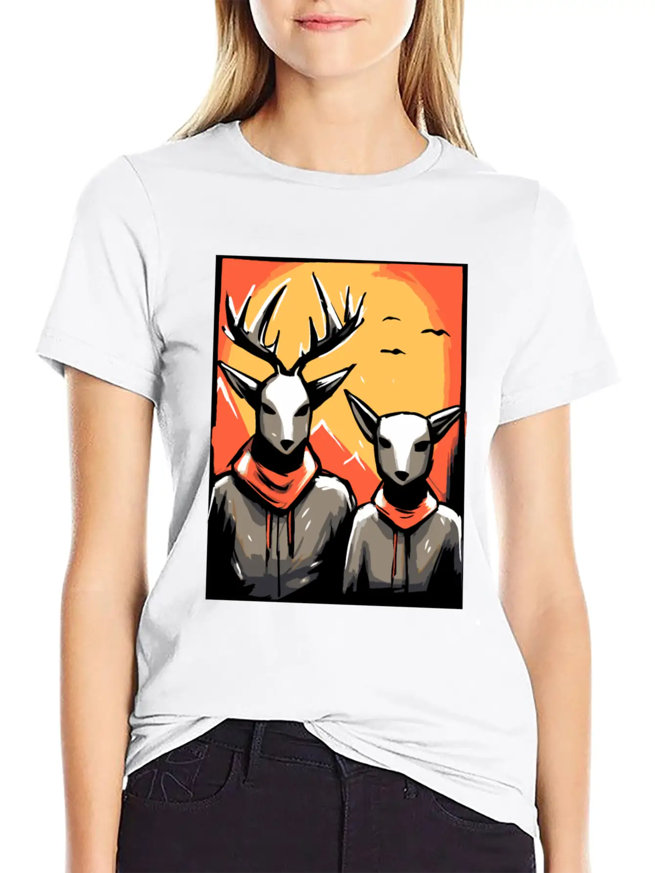 Nature And A Couple Of Deer Soft Cotton Short Sleeve Tee ¨C Unisex Wardrobe Staple