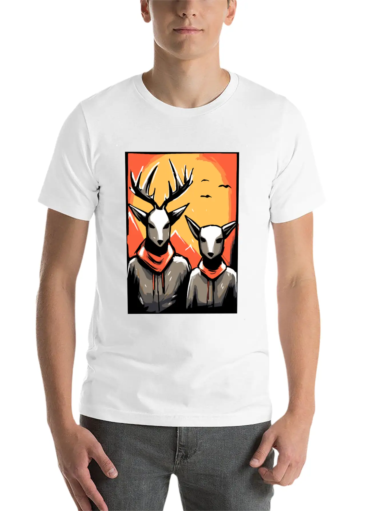 Nature And A Couple Of Deer Soft Cotton Short Sleeve Tee ¨C Unisex Wardrobe Staple