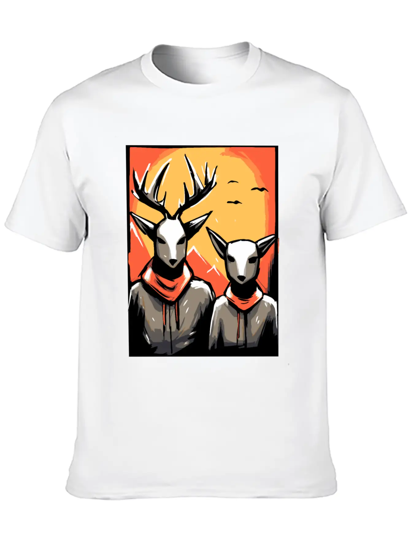 Nature And A Couple Of Deer Soft Cotton Short Sleeve Tee ¨C Unisex Wardrobe Staple