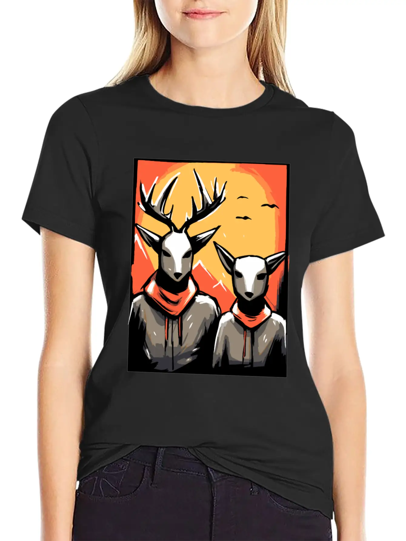Nature And A Couple Of Deer Soft Cotton Short Sleeve Tee ¨C Unisex Wardrobe Staple