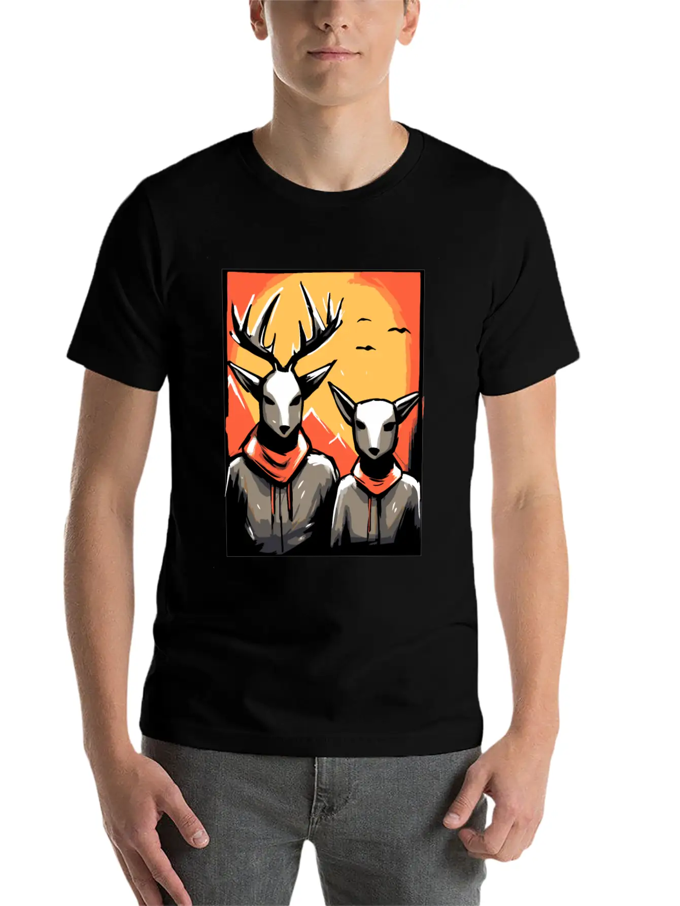 Nature And A Couple Of Deer Soft Cotton Short Sleeve Tee ¨C Unisex Wardrobe Staple