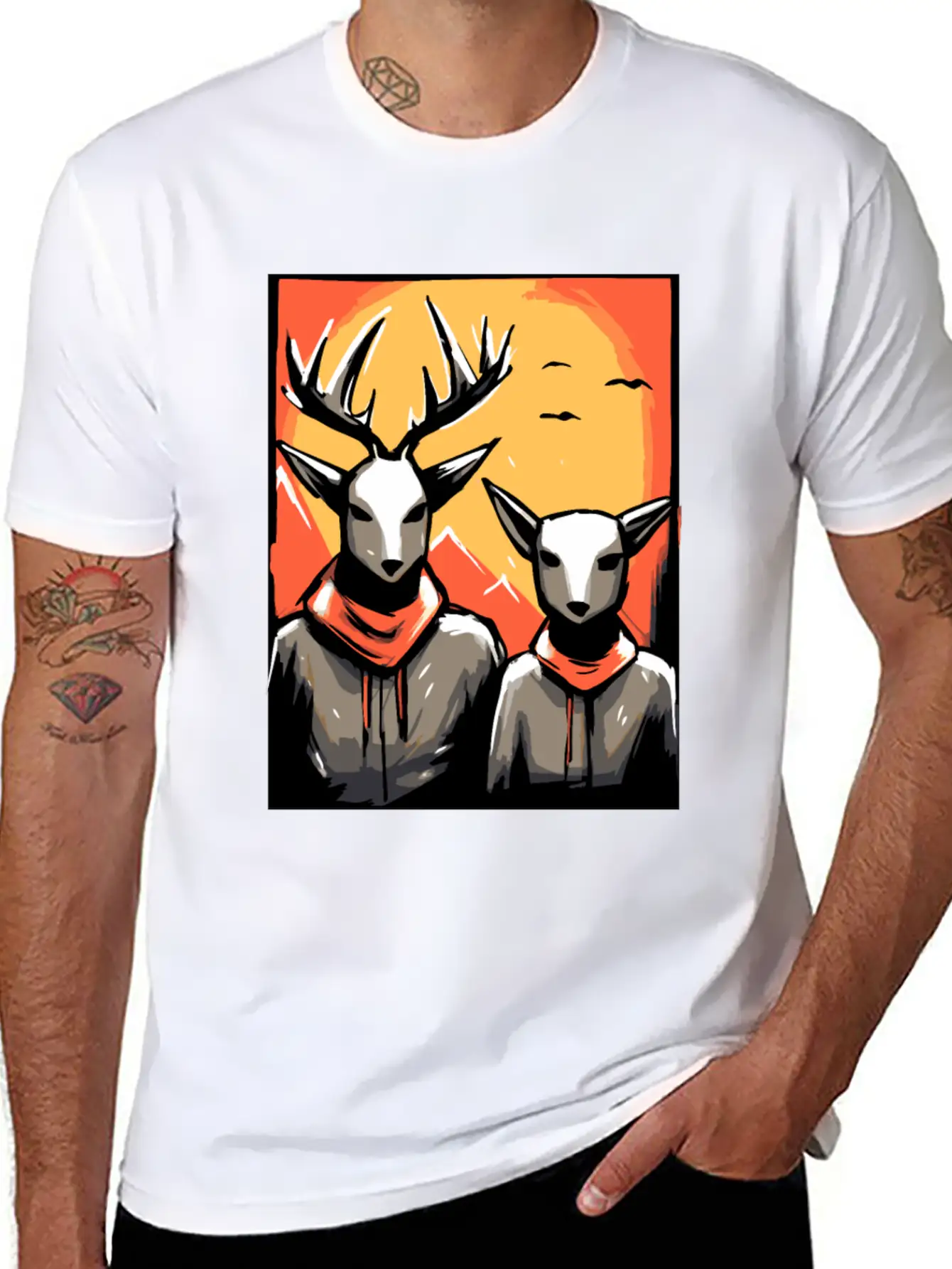 Nature And A Couple Of Deer Soft Cotton Short Sleeve Tee ¨C Unisex Wardrobe Staple