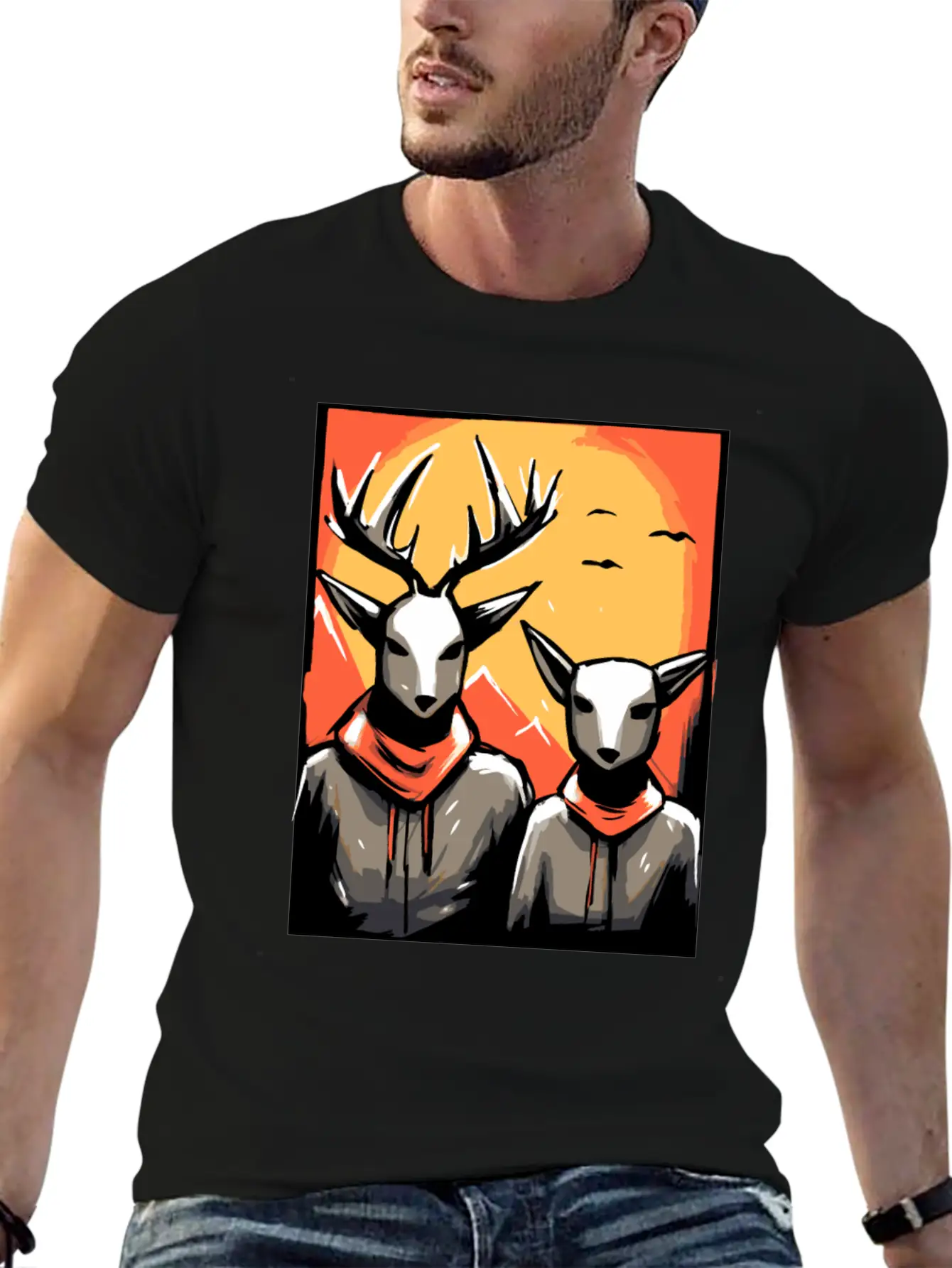 Nature And A Couple Of Deer Soft Cotton Short Sleeve Tee ¨C Unisex Wardrobe Staple