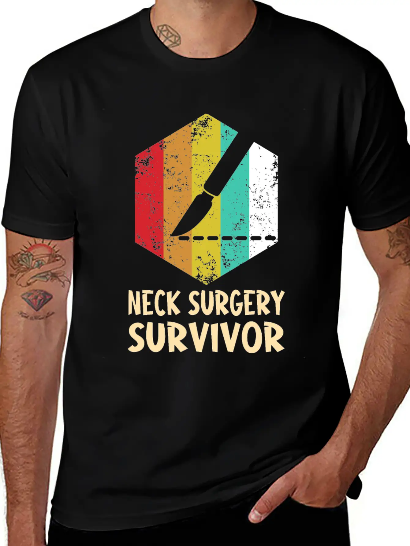 Neck Surgery Succeed Implant Survivor Recovery Basic Graphic T-Shirt ¨C Daily Comfort In Soft Cotton