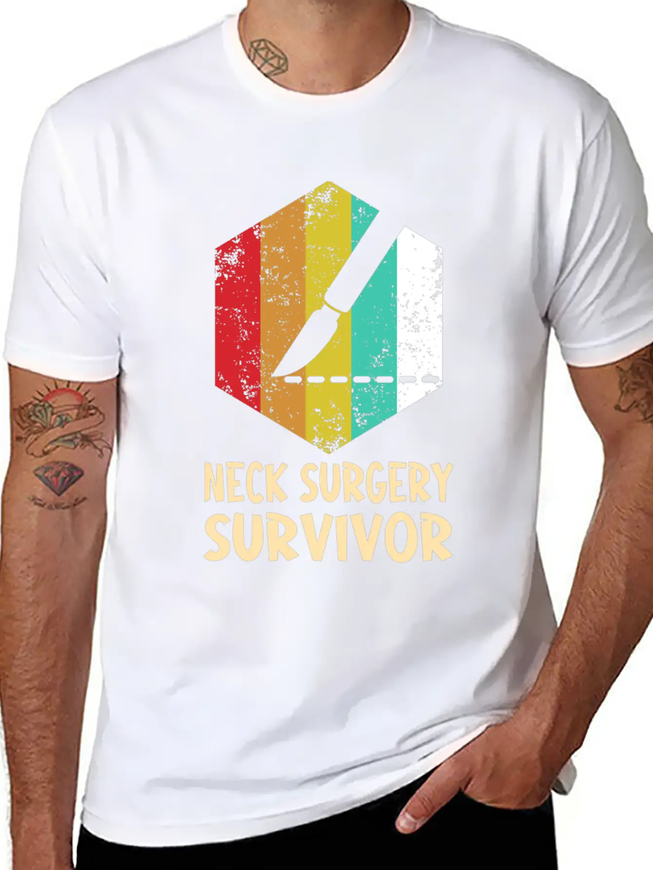 Neck Surgery Succeed Implant Survivor Recovery Basic Graphic T-Shirt ¨C Daily Comfort In Soft Cotton