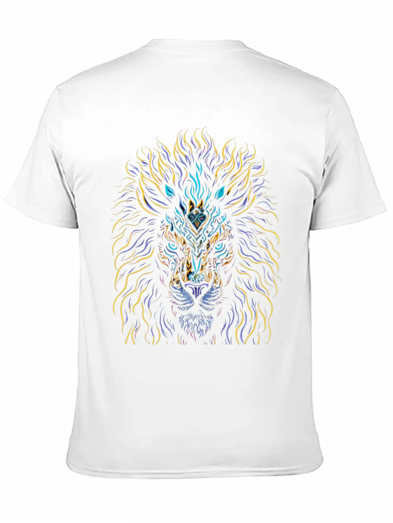 Neon Color Ornamental Lion Head Essential Cotton Tee For Daily Outfits ¨C Unisex Style