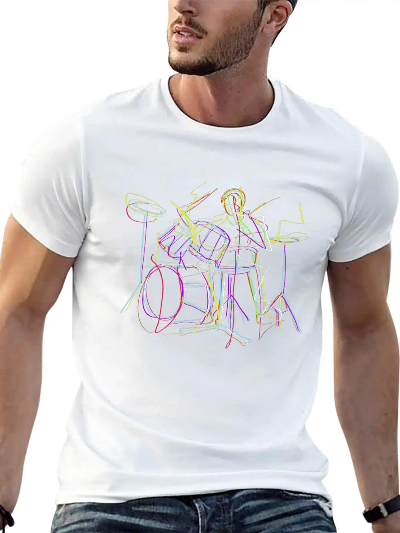 Neon Drums Musician Unisex Casual T-Shirt ¨C Clean Design For Daily Comfort