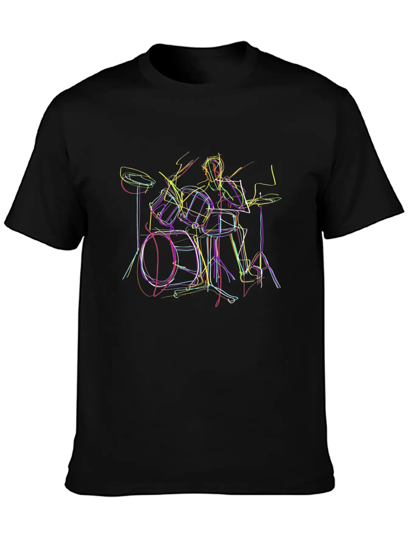 Neon Drums Musician Unisex Casual T-Shirt ¨C Clean Design For Daily Comfort