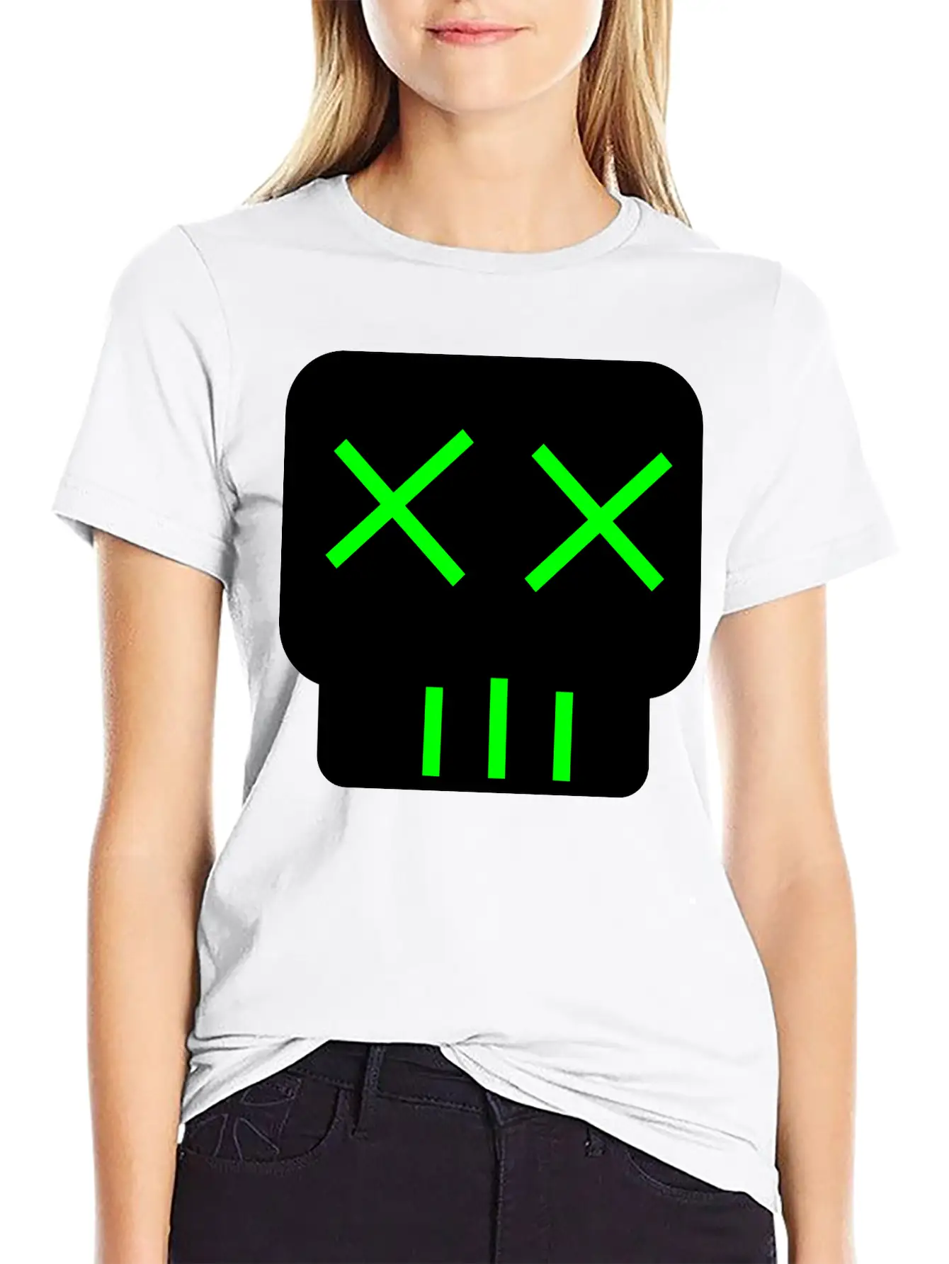 Neon Green Skullkid Essential Cotton Tee For Daily Outfits ¨C Unisex Style