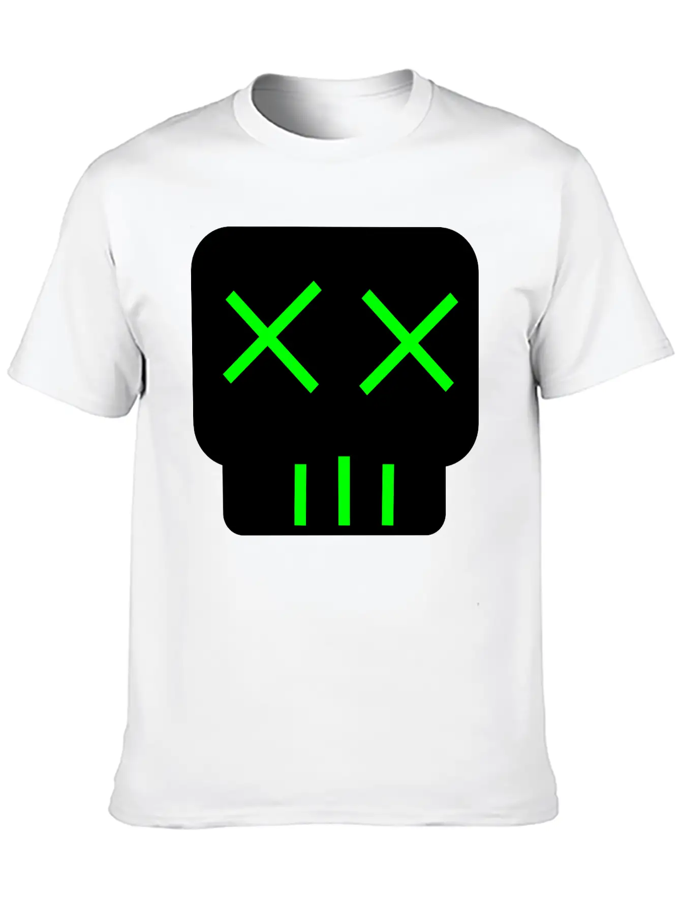 Neon Green Skullkid Essential Cotton Tee For Daily Outfits ¨C Unisex Style