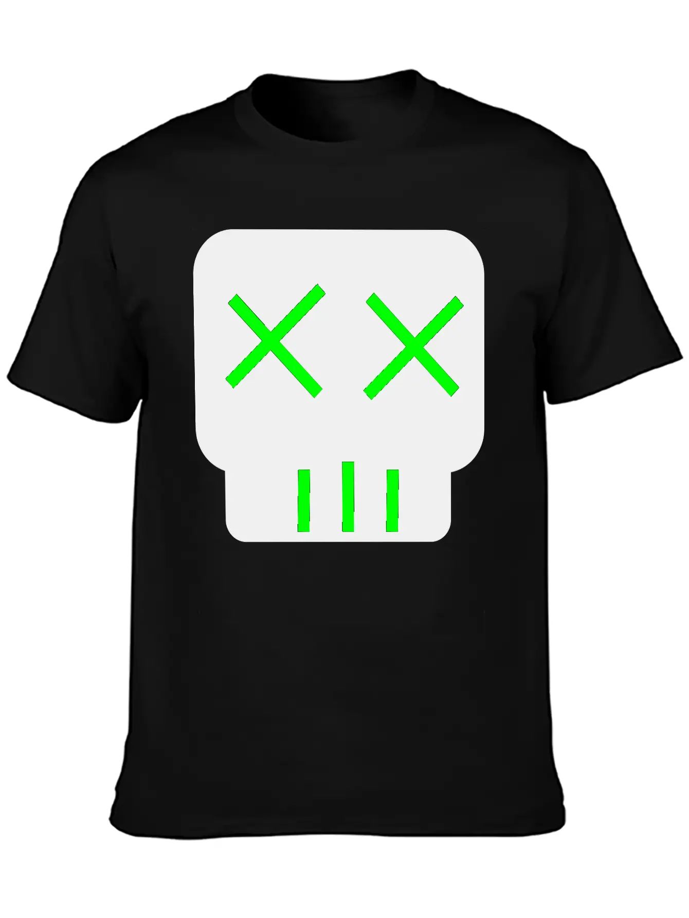Neon Green Skullkid Essential Cotton Tee For Daily Outfits ¨C Unisex Style