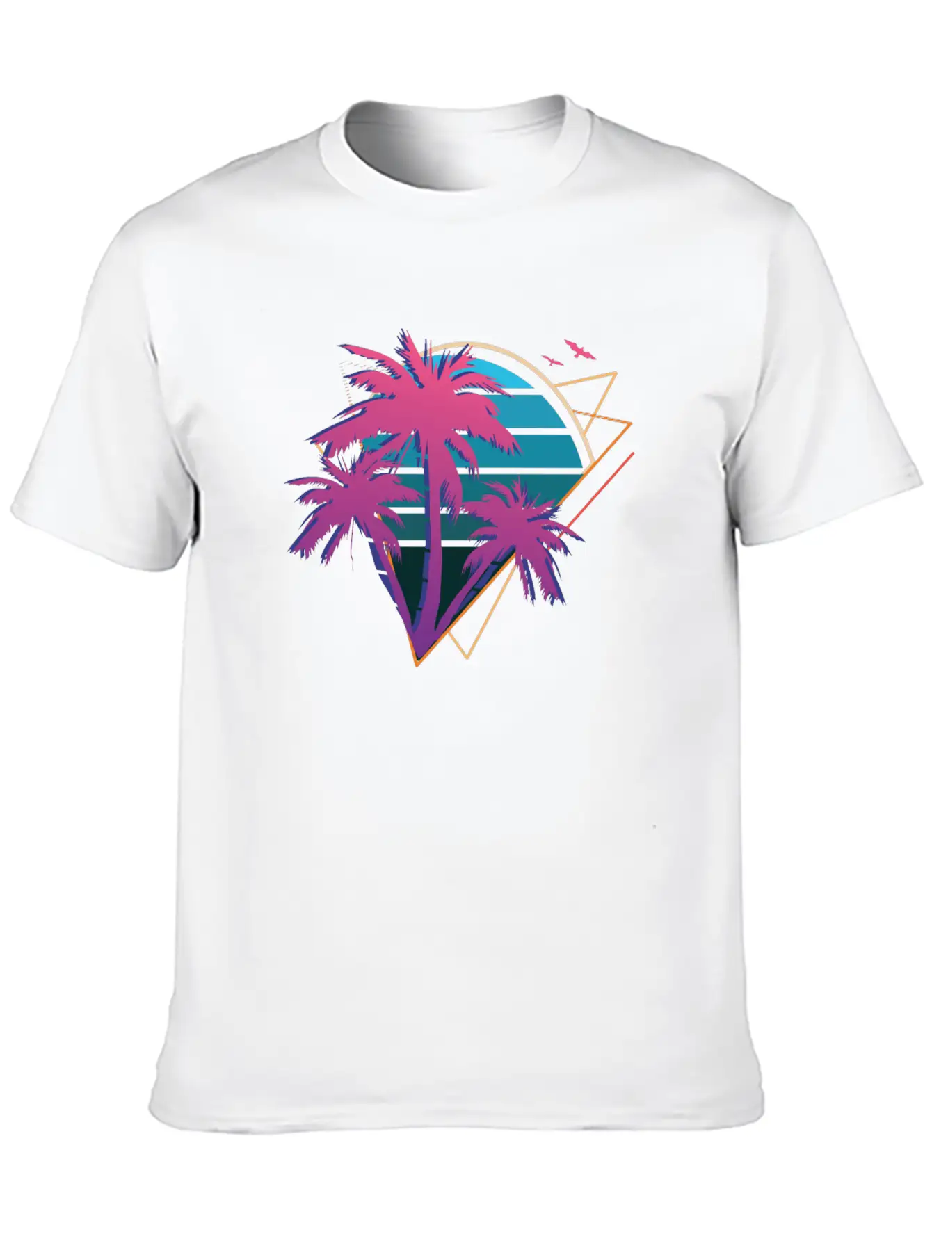 Neon Palm Trees Essential Cotton Tee For Daily Outfits ¨C Unisex Style