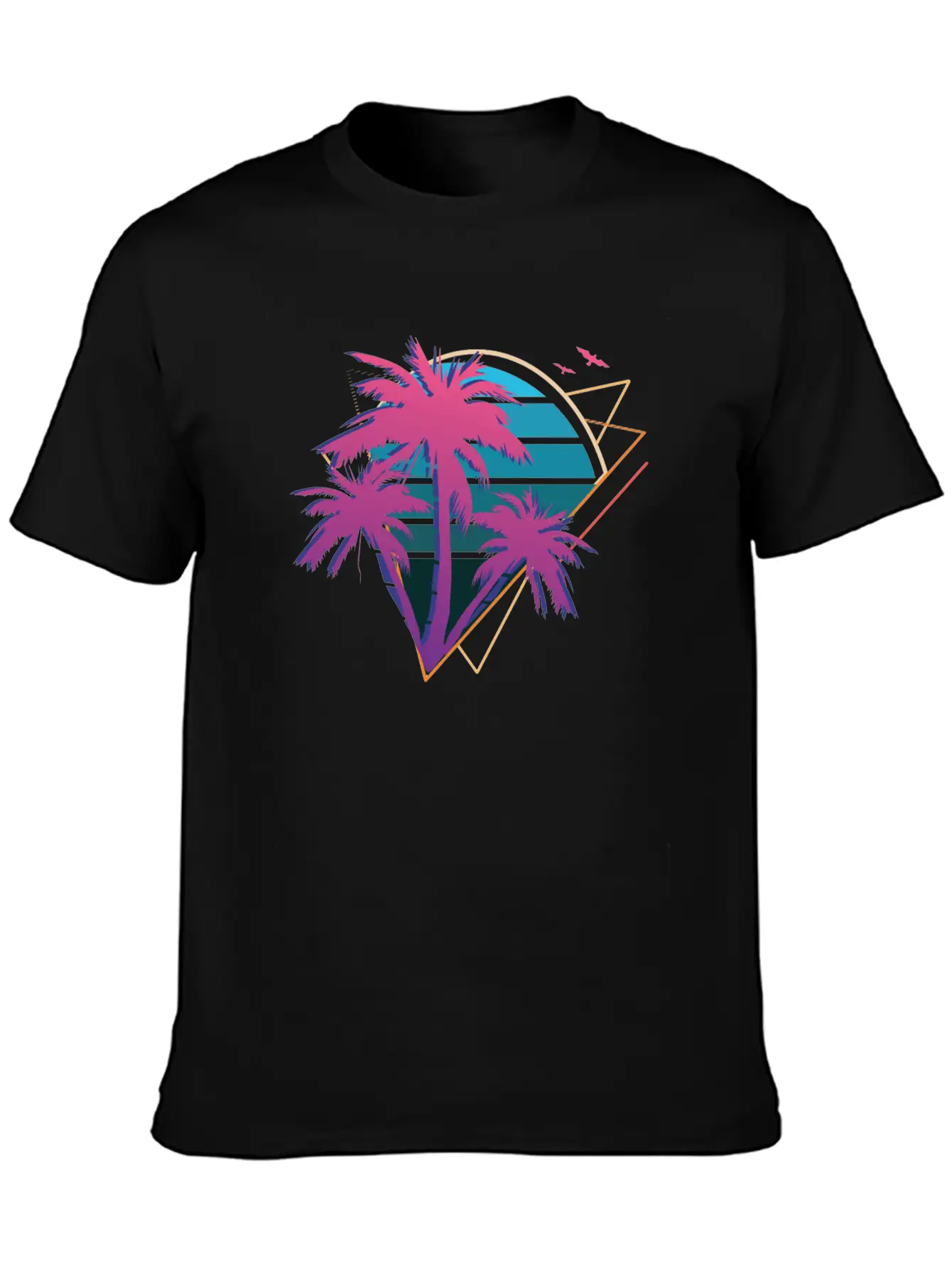 Neon Palm Trees Essential Cotton Tee For Daily Outfits ¨C Unisex Style