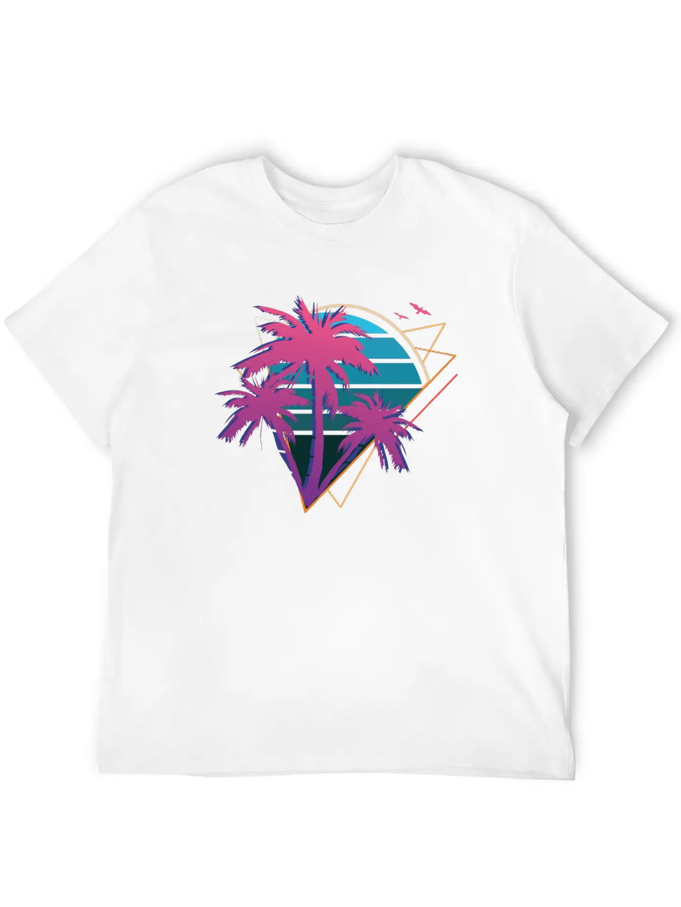 Neon Palm Trees Essential Cotton Tee For Daily Outfits ¨C Unisex Style