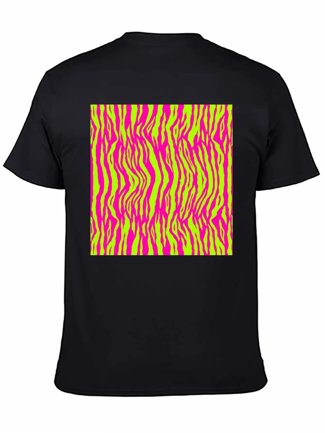 Neon Pink Green Tiger Pattern Essential Cotton Tee For Daily Outfits ¨C Unisex Style