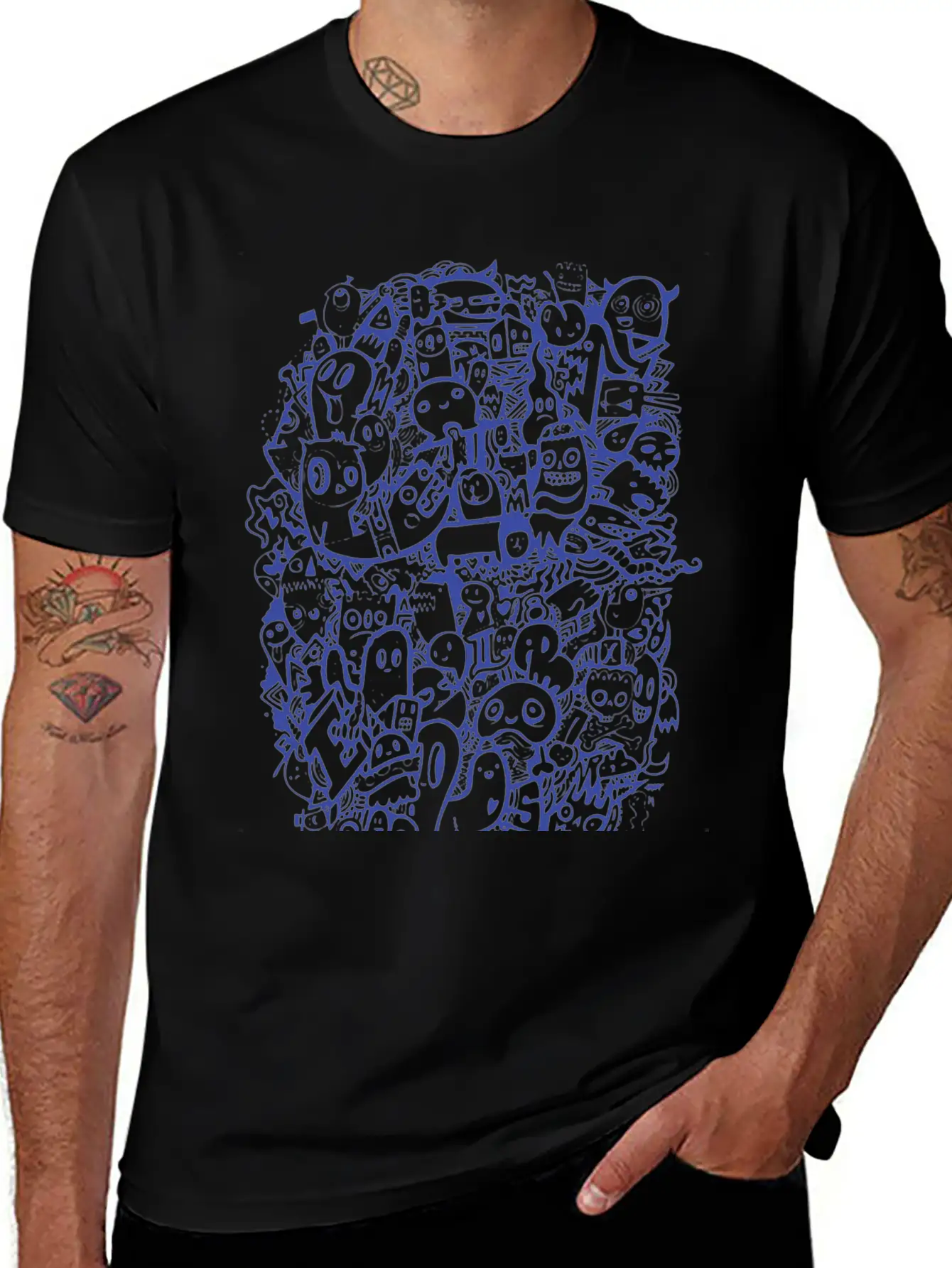 New Design Blue Doodle Best Seller Basic Graphic T-Shirt ¨C Daily Comfort In Soft Cotton