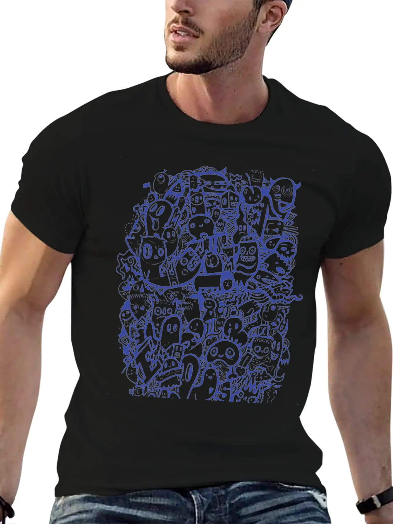 New Design Blue Doodle Best Seller Basic Graphic T-Shirt ¨C Daily Comfort In Soft Cotton