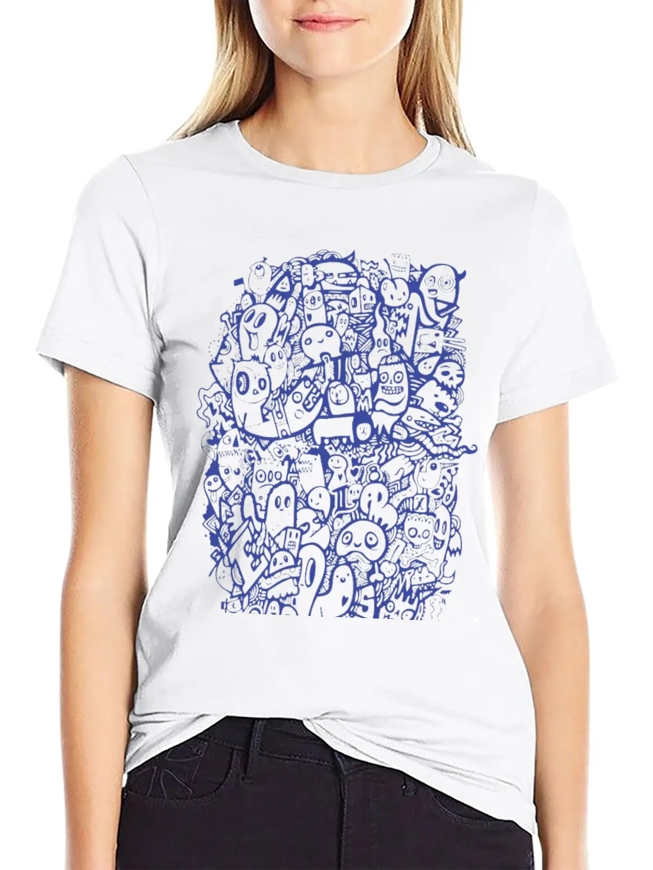 New Design Blue Doodle Best Seller Basic Graphic T-Shirt ¨C Daily Comfort In Soft Cotton